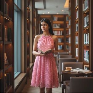 Elegant Pink Halter Dress